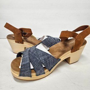 TOMS Women's Wedge Sandal, Beatrix Clog, Chambray Brown Suede